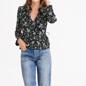Madewell Silk ruffle hem top